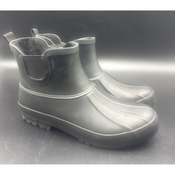 Chooka Women’s Duck Chelsea Black Slip On Rain Boot Waterproof Rubber Sz 9 - Picture 1 of 6